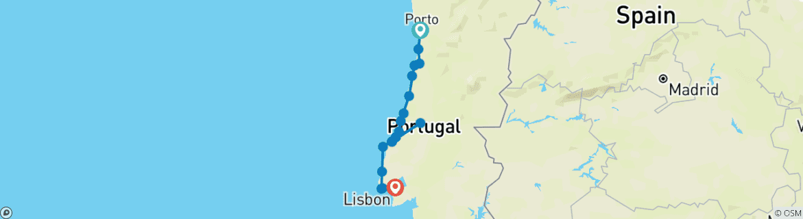 Image d'une carte montrant l'itinéraire du circuit