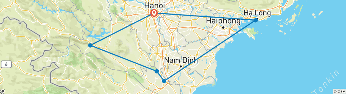 Image d'une carte montrant l'itinéraire du circuit