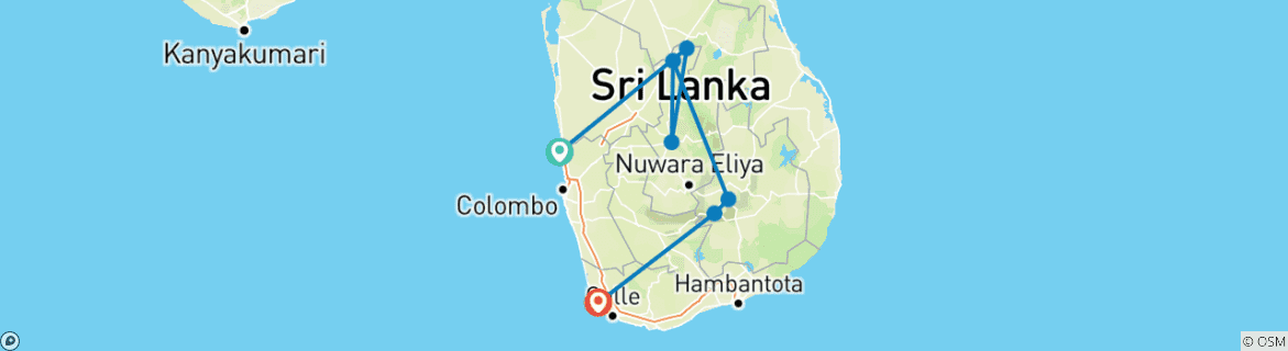 Karte mit der Reiseroute