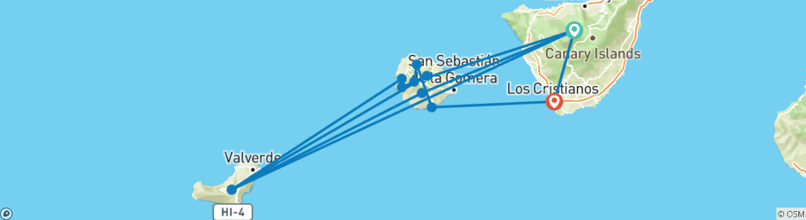 Karte mit der Reiseroute