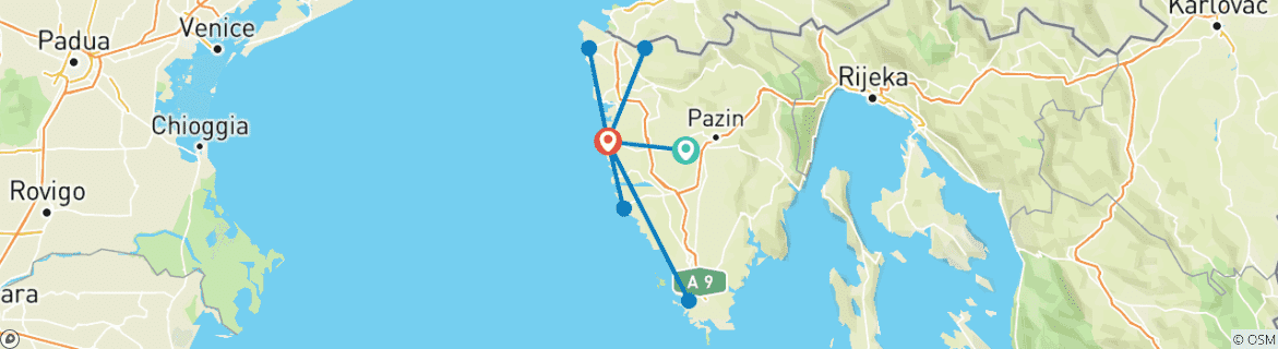 Carte du circuit Randonnée à vélo de course en Istrie (6 jours)