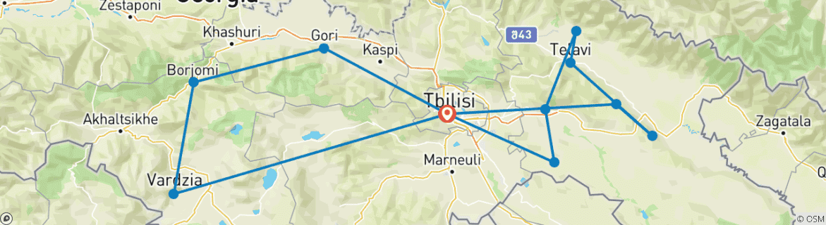 Karte von Georgiens Highlights erleben (10 Tage)