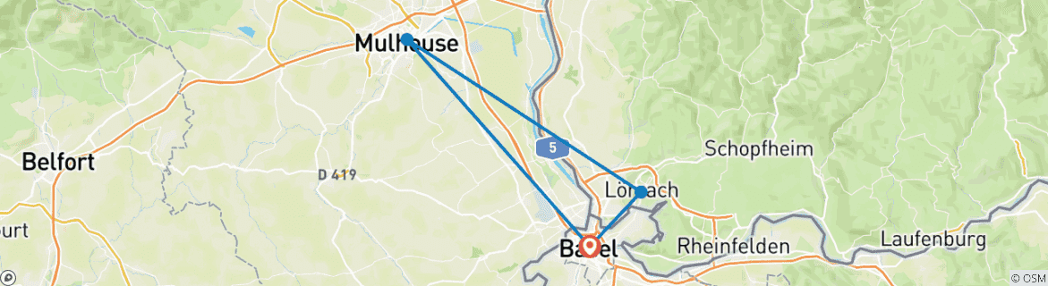 Carte du circuit Piste cyclable des trois pays (7 jours)