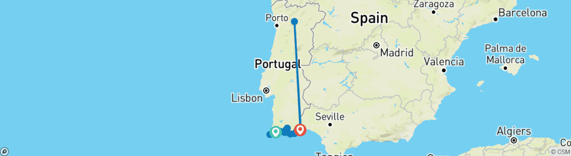 Image d'une carte montrant l'itinéraire du circuit