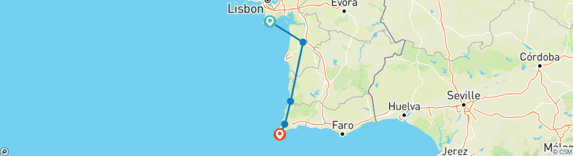 Image d'une carte montrant l'itinéraire du circuit