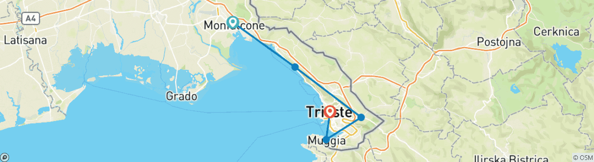 Karte mit der Reiseroute