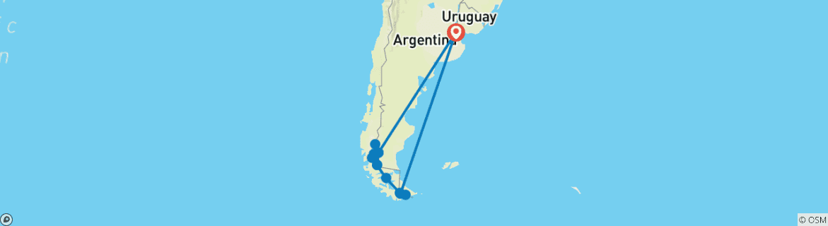 Karte mit der Reiseroute