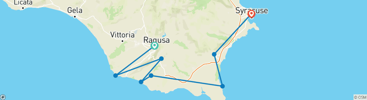 Image d'une carte montrant l'itinéraire du circuit