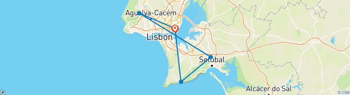 Foto van een kaart met de route van de rondreis