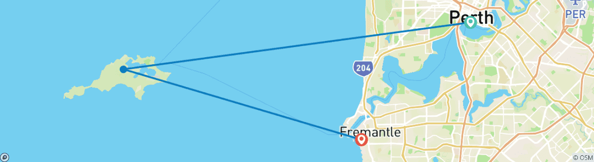 Karte von Australien - Entdeckungstour um Perth (6 Tage)