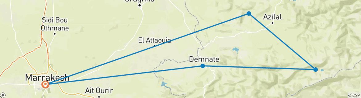 Karte mit der Reiseroute