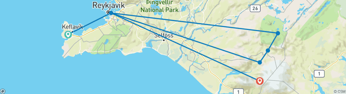 Karte mit der Reiseroute