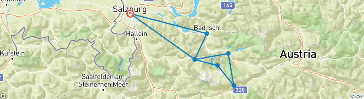 Foto van een kaart met de route van de rondreis