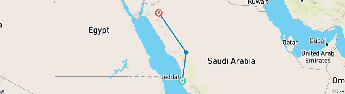 Karte mit der Reiseroute