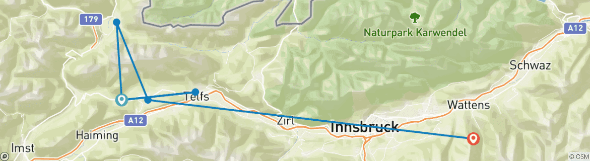 Karte mit der Reiseroute