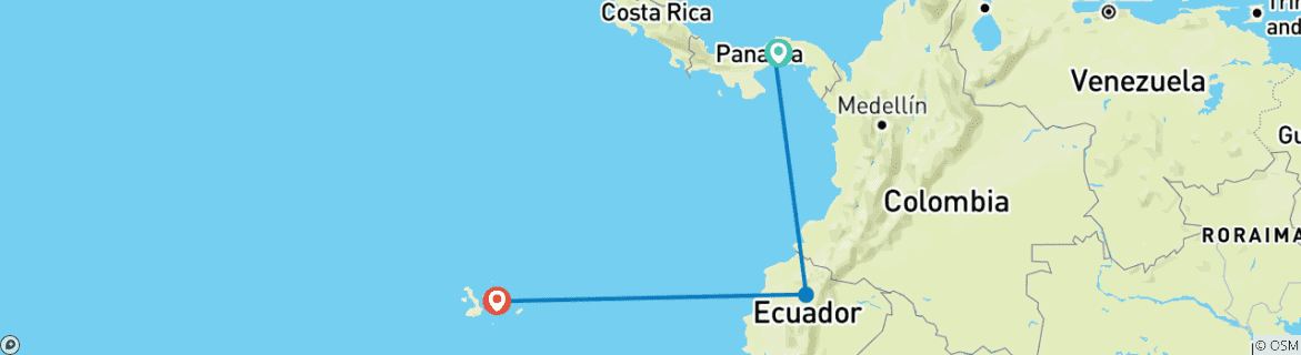 Karte mit der Reiseroute