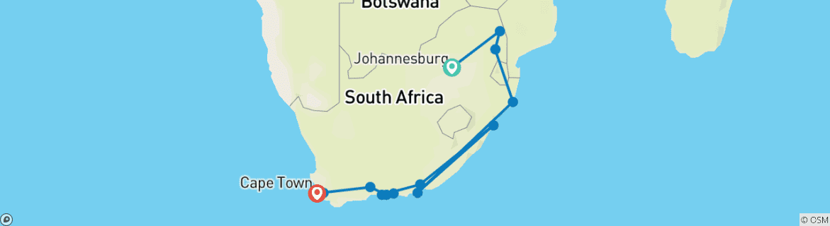 Image d'une carte montrant l'itinéraire du circuit