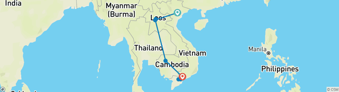 Image d'une carte montrant l'itinéraire du circuit