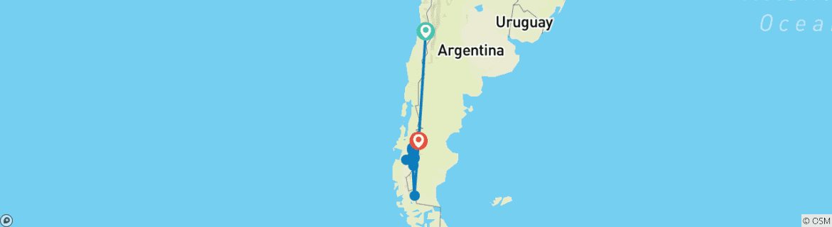 Karte mit der Reiseroute