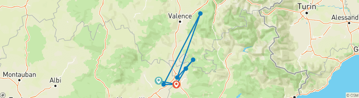 Image d'une carte montrant l'itinéraire du circuit