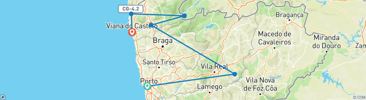 Image d'une carte montrant l'itinéraire du circuit