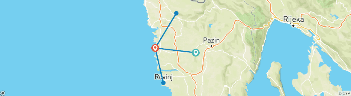 Carte du circuit Sur les routes de gravier à travers l'Istrie (6 jours)