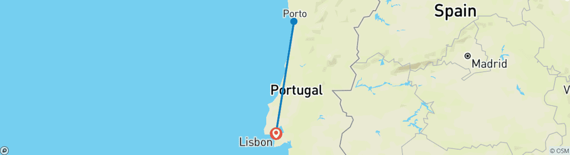 Foto van een kaart met de route van de rondreis