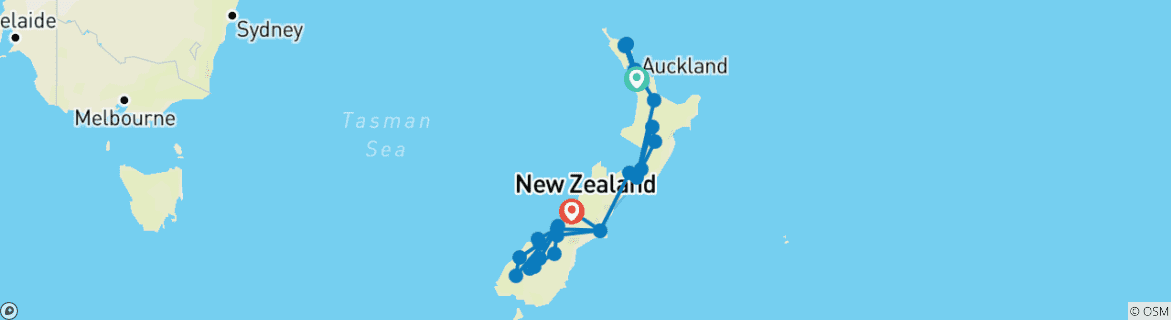 Image d'une carte montrant l'itinéraire du circuit