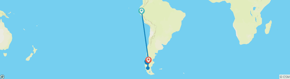 Carte du circuit Voyage de randonnée en Patagonie (15 jours)