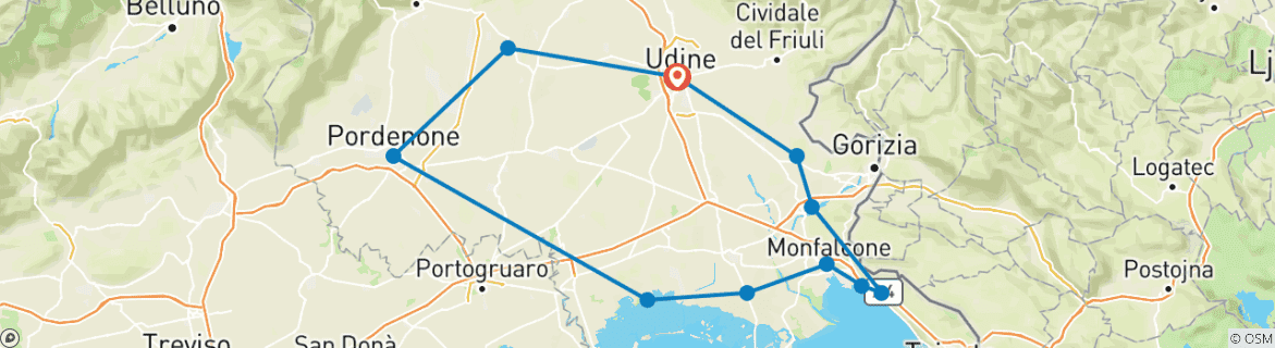 Foto van een kaart met de route van de rondreis