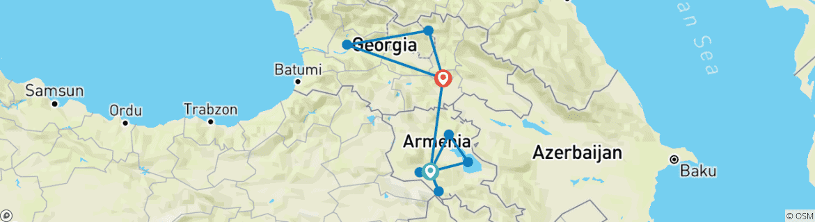 Karte mit der Reiseroute