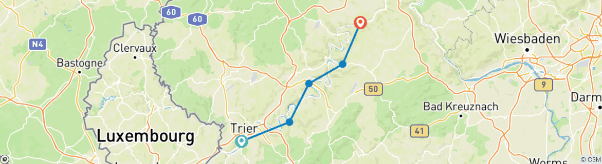 Karte von Mosel: Entspannter Klassiker (8 Tage)