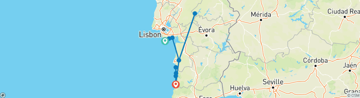 Image d'une carte montrant l'itinéraire du circuit