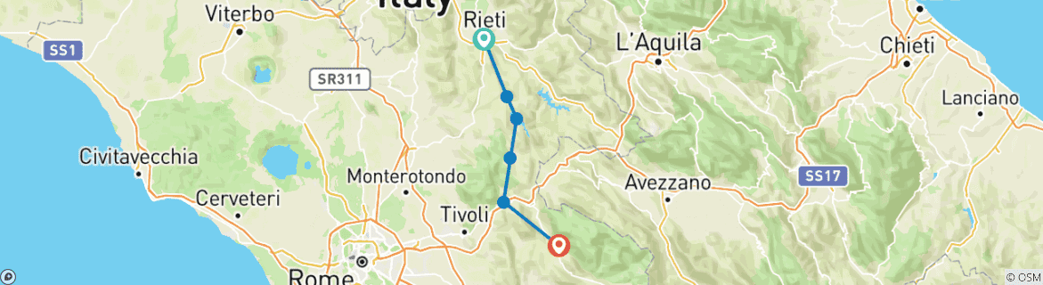 Foto van een kaart met de route van de rondreis