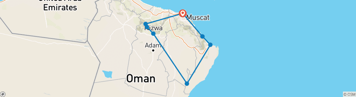 Foto van een kaart met de route van de rondreis