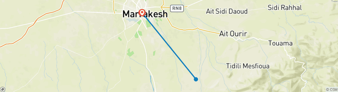 Karte von Standortreise - Die Gärten von Marrakesch (6 Tage)