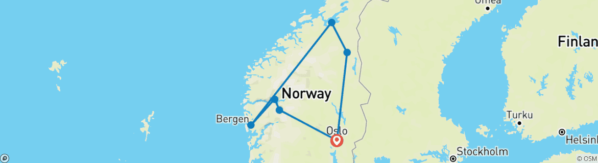 Foto van een kaart met de route van de rondreis