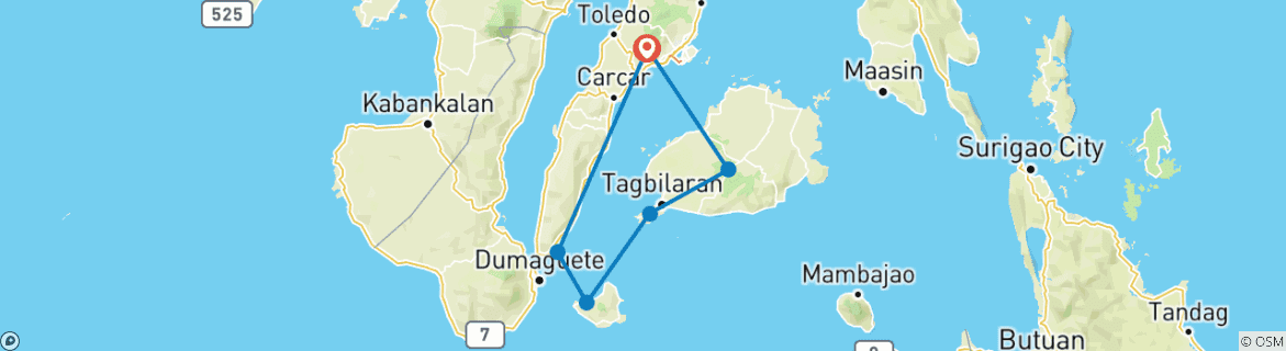 Image d'une carte montrant l'itinéraire du circuit