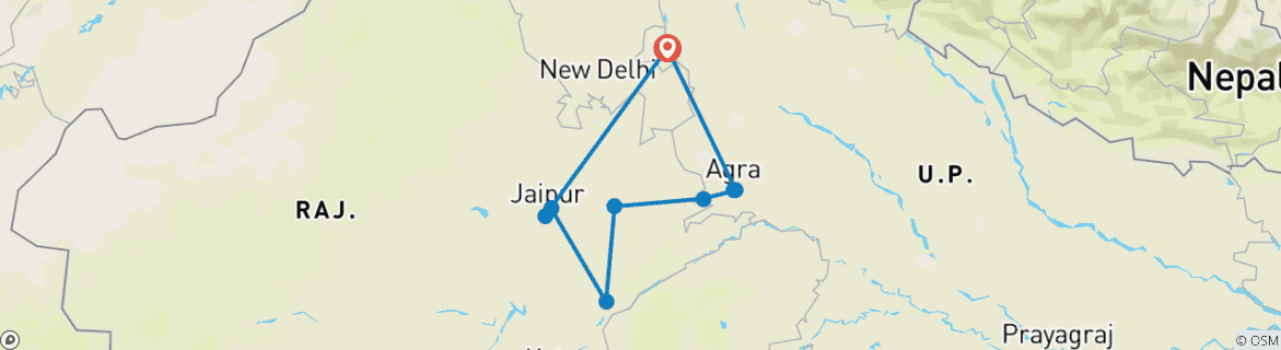 Image d'une carte montrant l'itinéraire du circuit