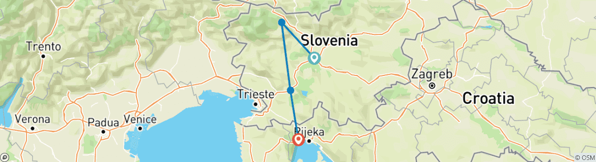 Carte du circuit De Ljubljana à Opatija - 4 jours