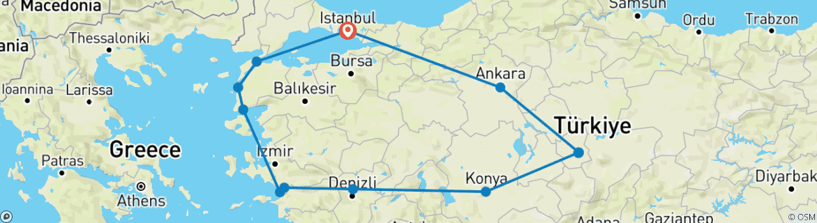 Carte du circuit Sultans et route de la soie - 10 jours