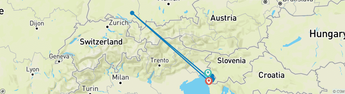 Carte du circuit Un sentier de randonnée de Monfalcone à Piran (7 jours)