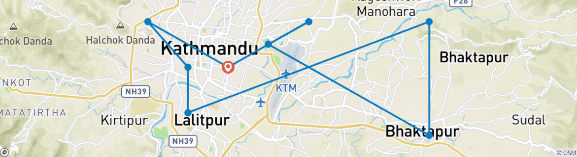 Image d'une carte montrant l'itinéraire du circuit