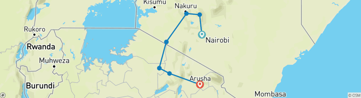 Karte mit der Reiseroute