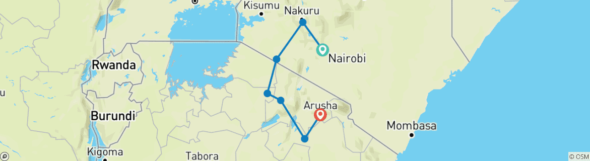 Karte mit der Reiseroute