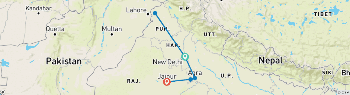 Karte mit der Reiseroute