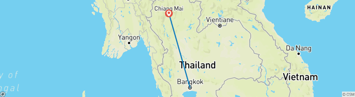 Mapa de Bangkok esencial a Chiang Mai - 7 días