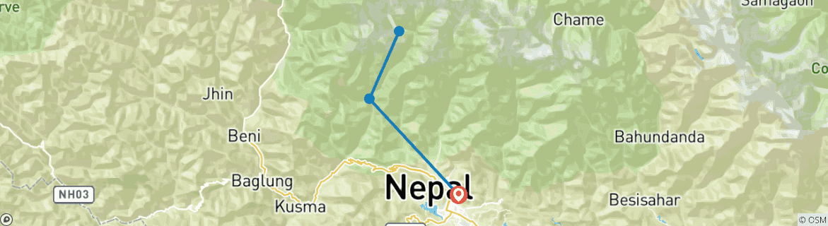 Karte mit der Reiseroute