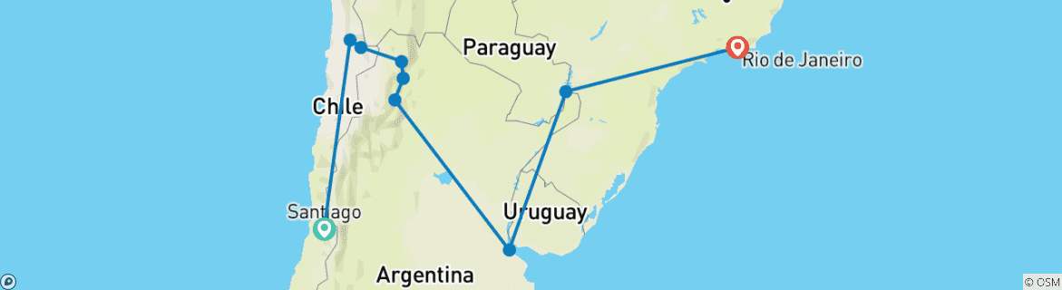 Karte mit der Reiseroute