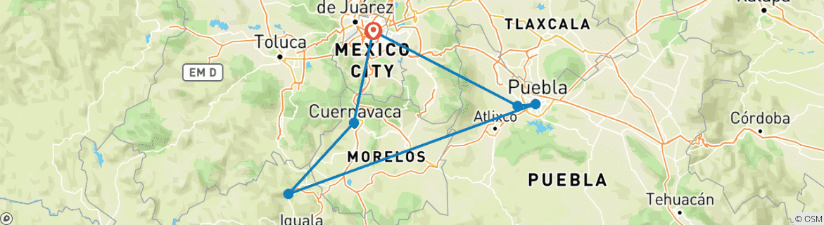 Carte du circuit 7 jours - Merveilleux Mexique : Culture, histoire et traditions